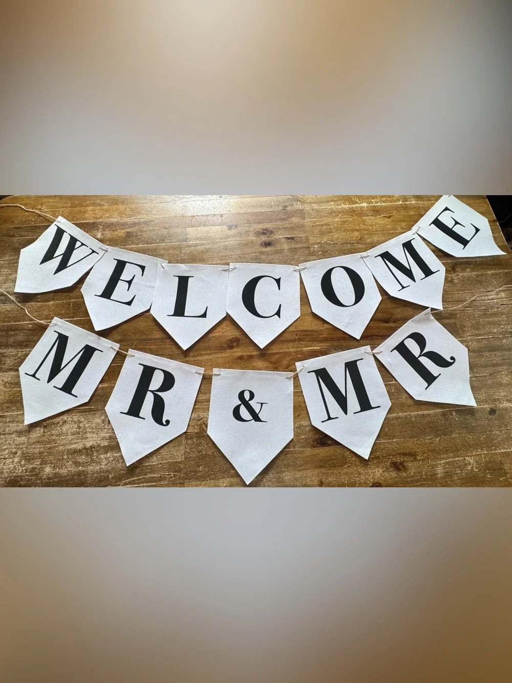 Welcome Interchangeable Mrs & Mr, Mrs & Mrs, or Mr & Mr White Wedding Banner